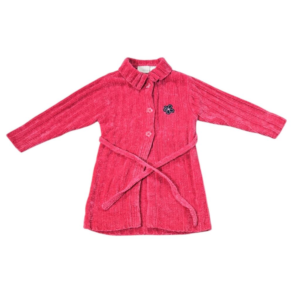 Liz Claiborne Kid Toddler 2T Hot Pink Chenille Knit Long Cardigan Duster Sweater